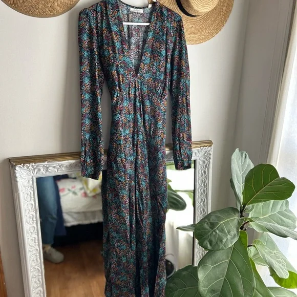 DÔEN Charleston Dress Ladybird Floral Maxi Midi | Size Medium Cottagecore - Picture 9 of 9